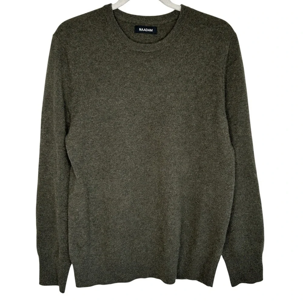 NAADAM Cashmere Crewneck Sweater Medium Minimalist Heritage Long Sleeve Green